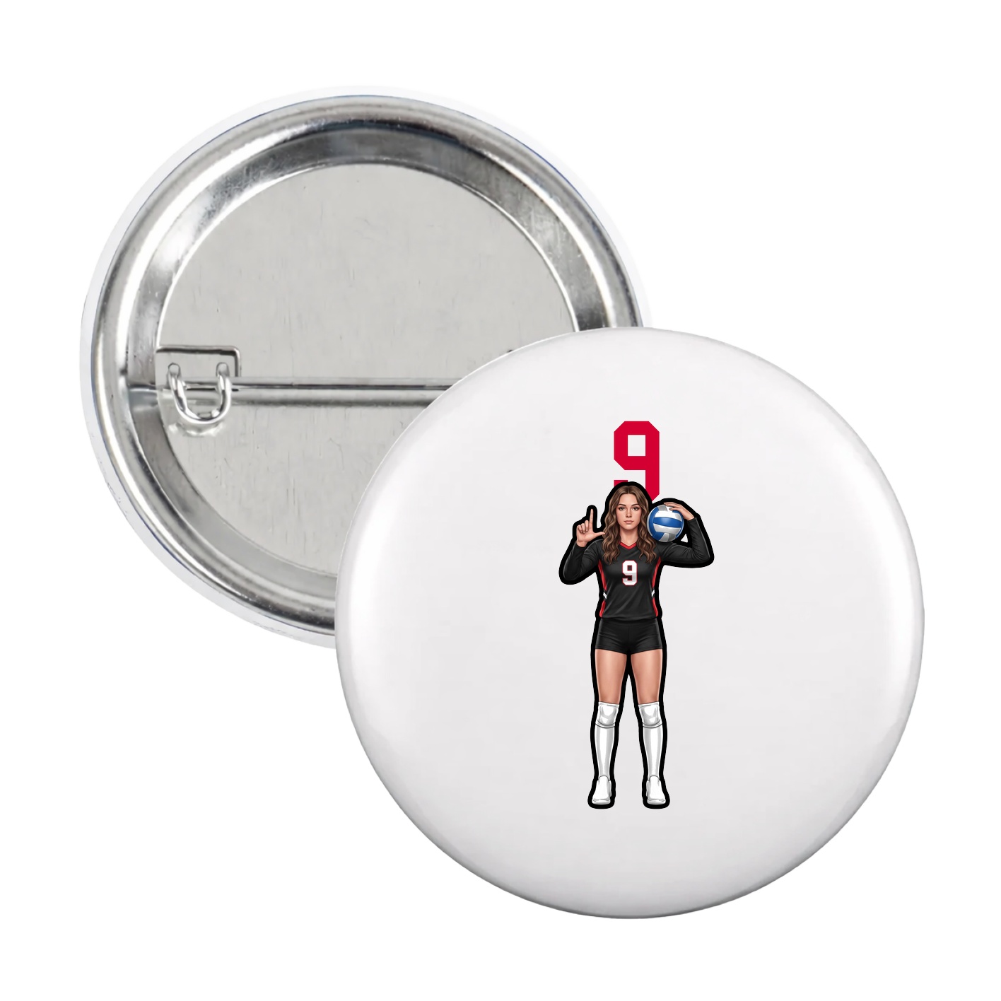 Game Day Button — Number Top in White