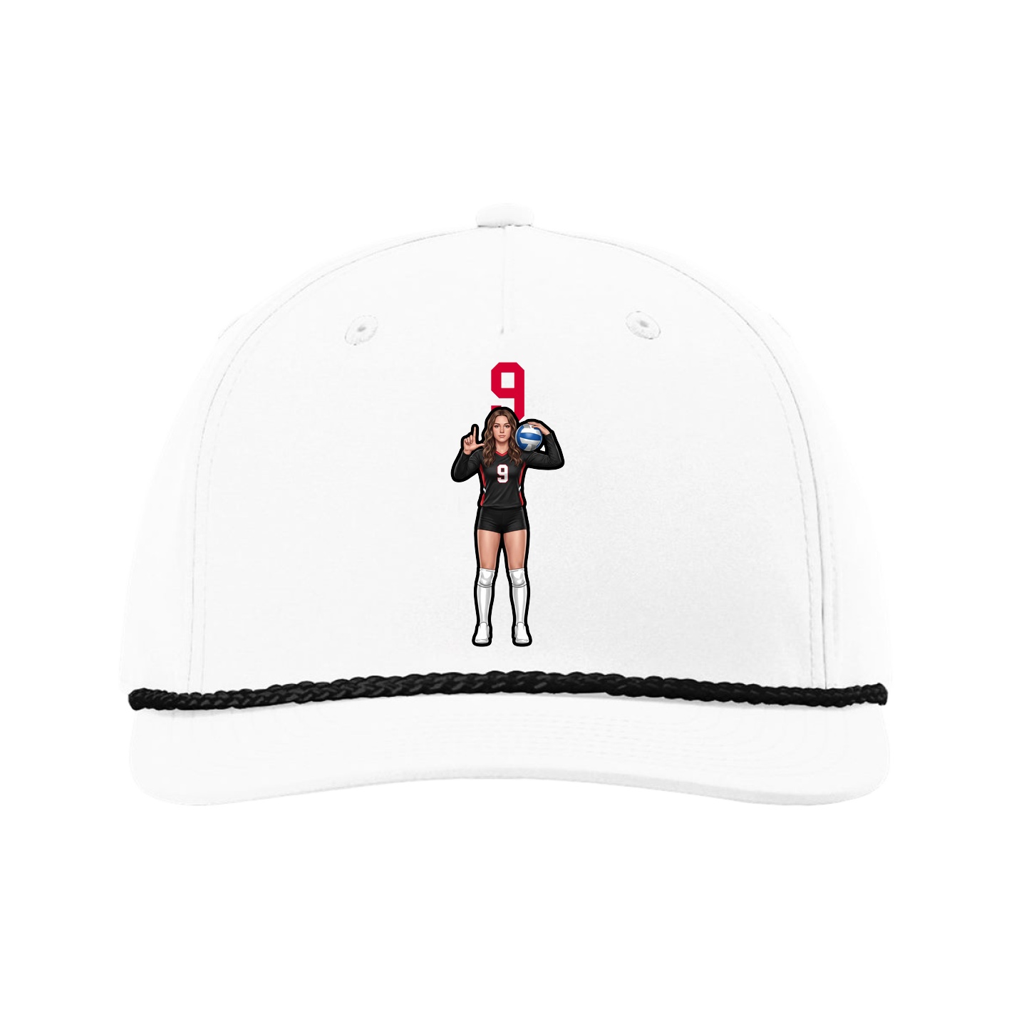 Five-Panel Classic Rope Cap — Number Top in White