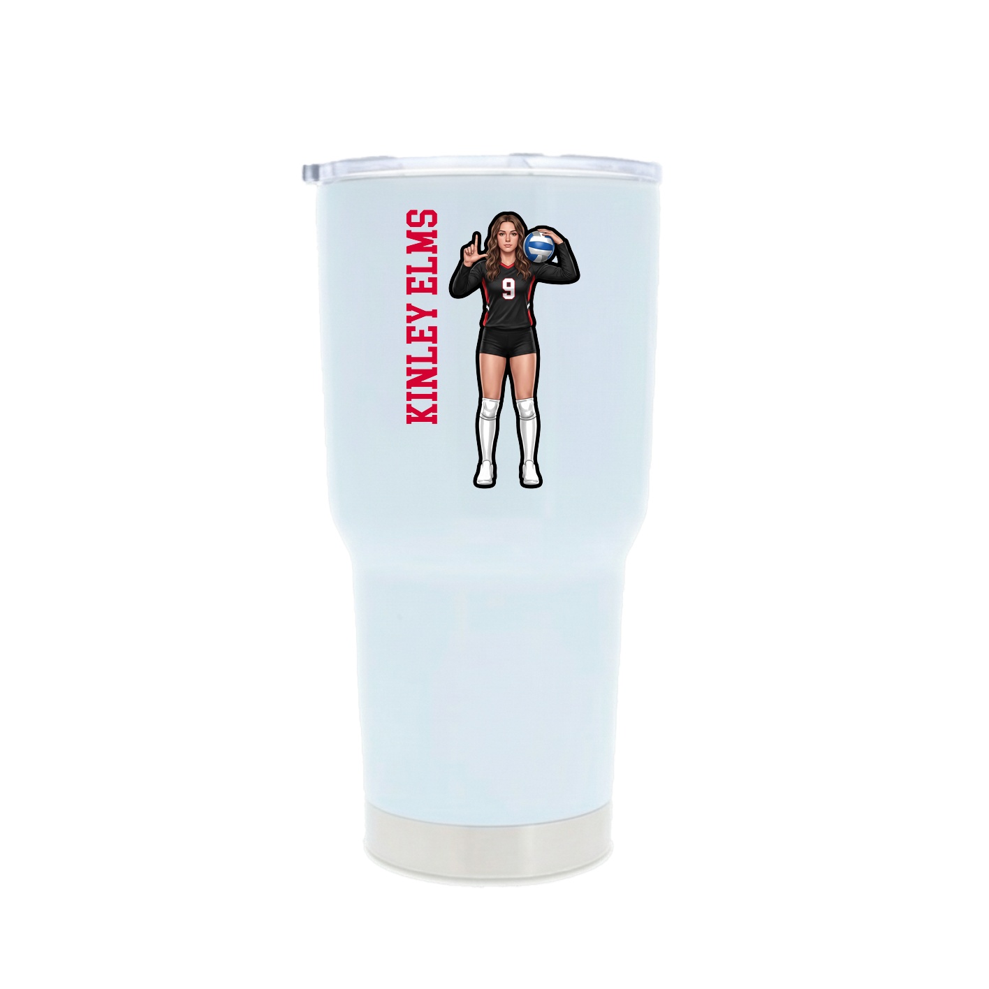30oz Stainless Steel Tumbler — Name Vertical in White