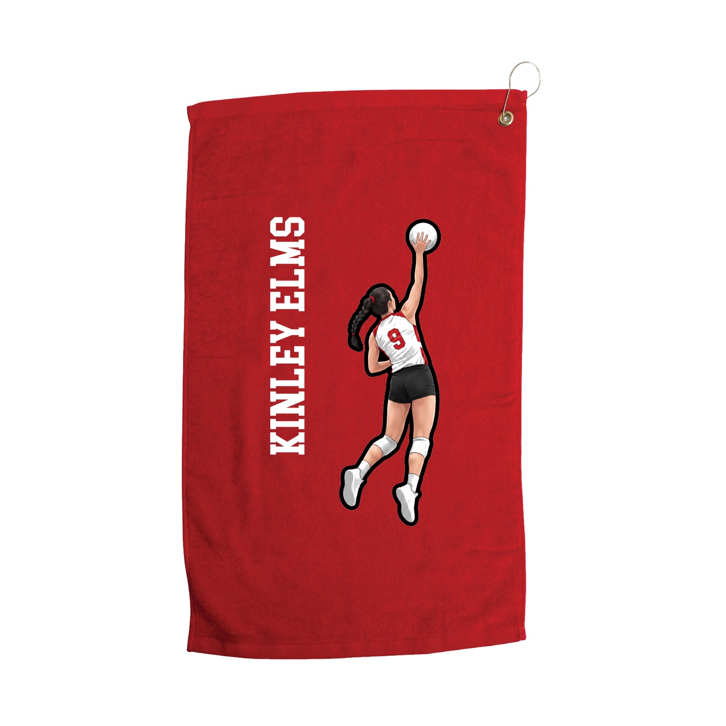 Golf Towel — Name Vertical in Red