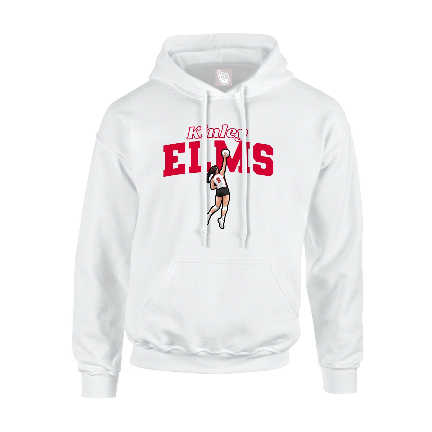Youth Hoodie — Name Arch in White
