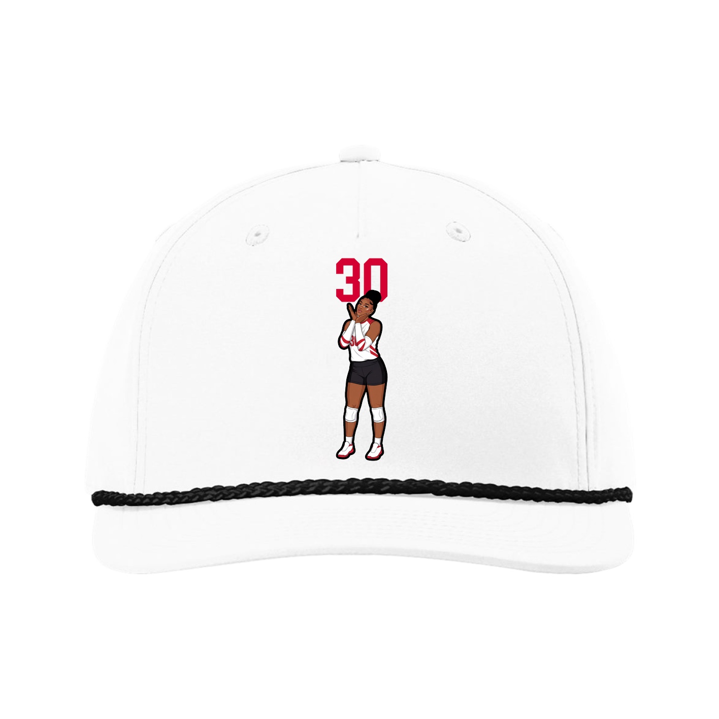 Five-Panel Classic Rope Cap — Number Top in White