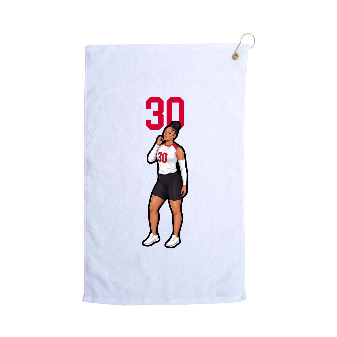 Golf Towel — Number Top in White
