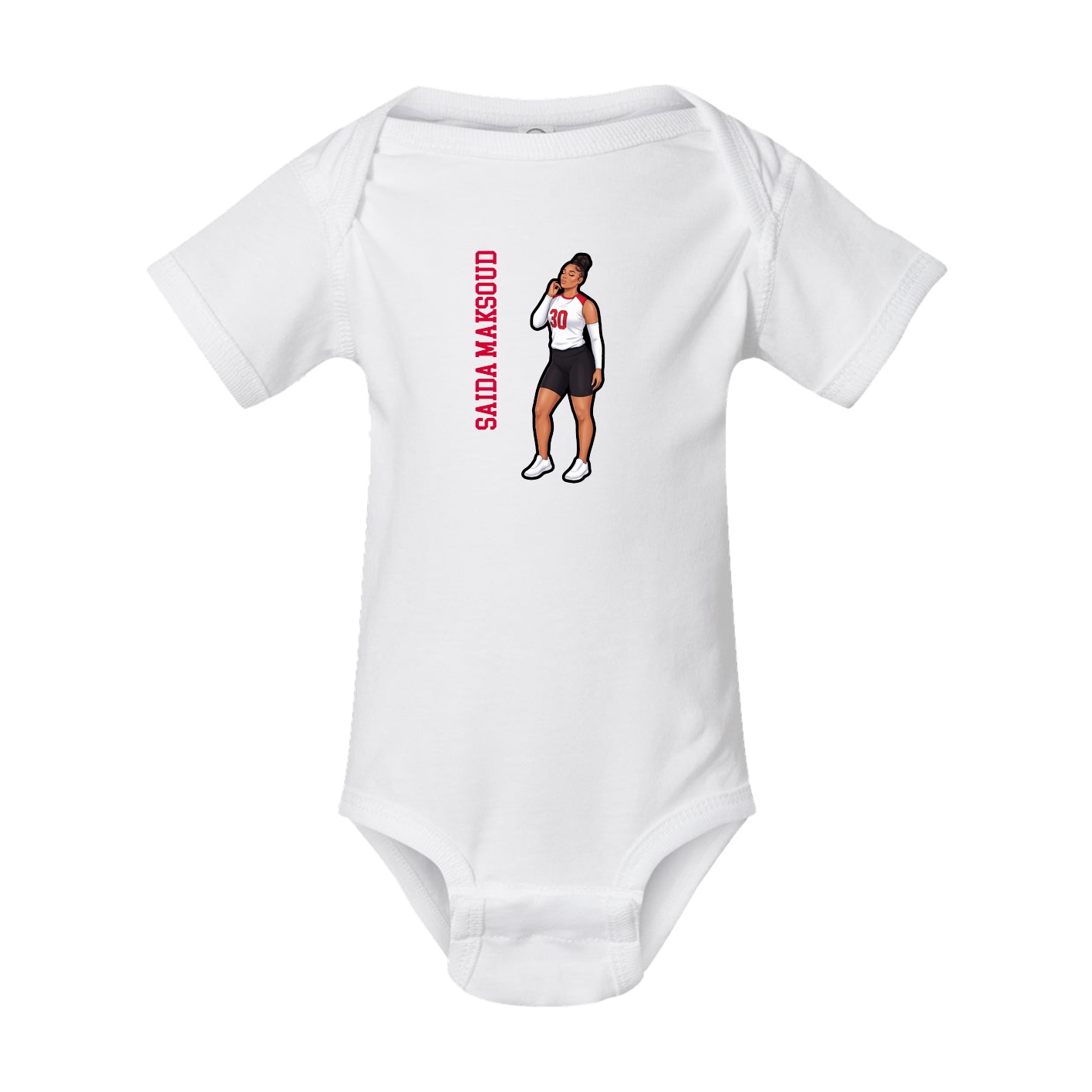 Baby Onesie — Name Vertical in White