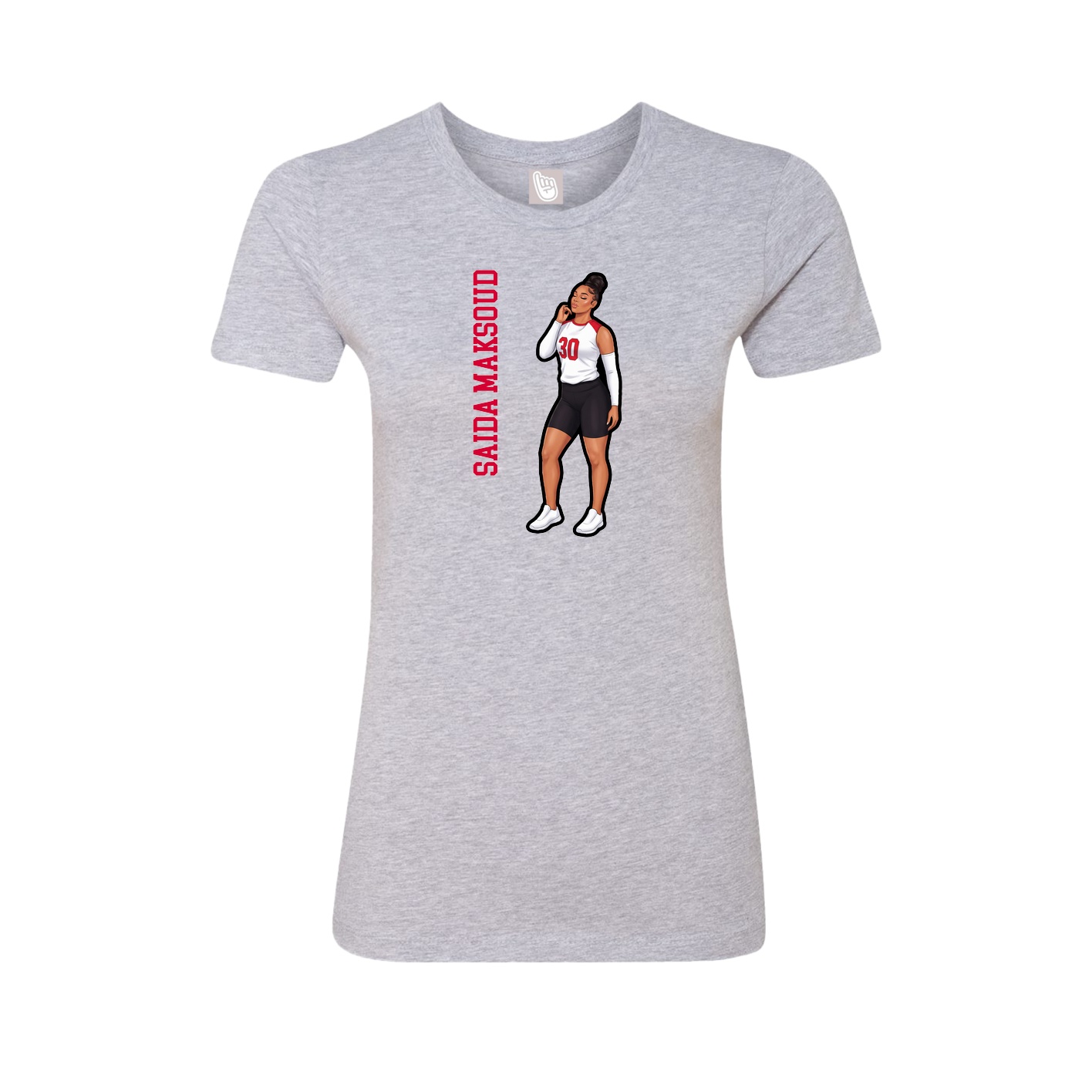Fitted Women's Tee — Name Vertical in Grey