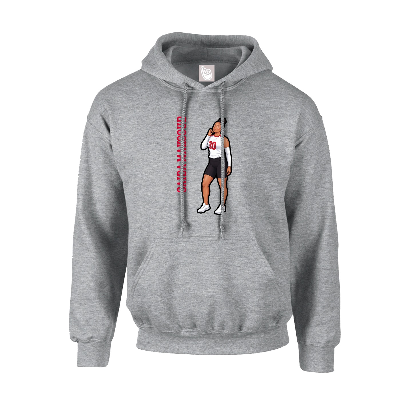 Hoodie — Name Vertical in Grey