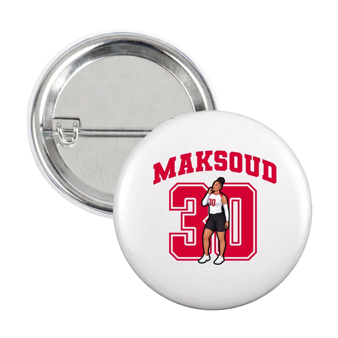 Game Day Button — Number in White
