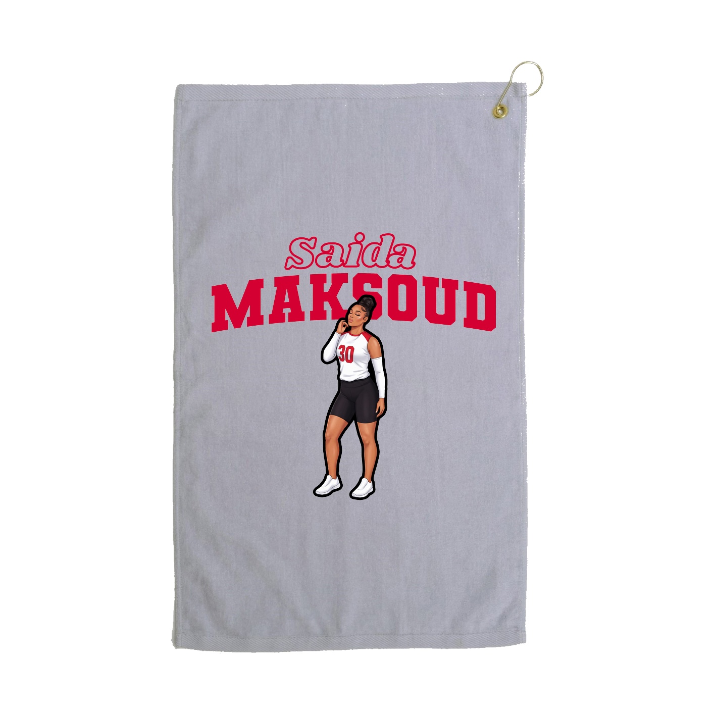 Golf Towel — Name Arch in Grey