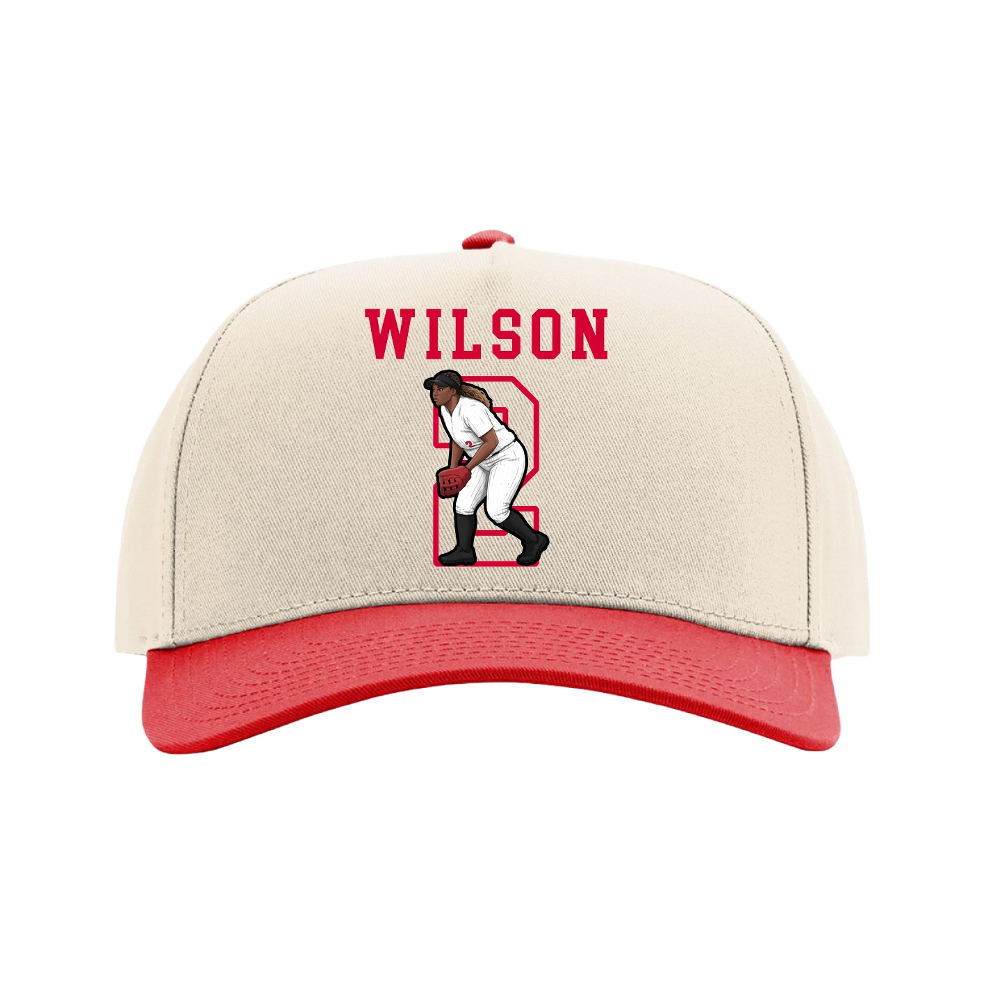 Full Fabric Five-Panel Champ Cap — Shirsey in Cream/Red