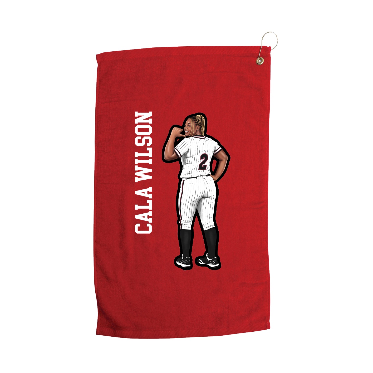 Golf Towel — Name Vertical in Red
