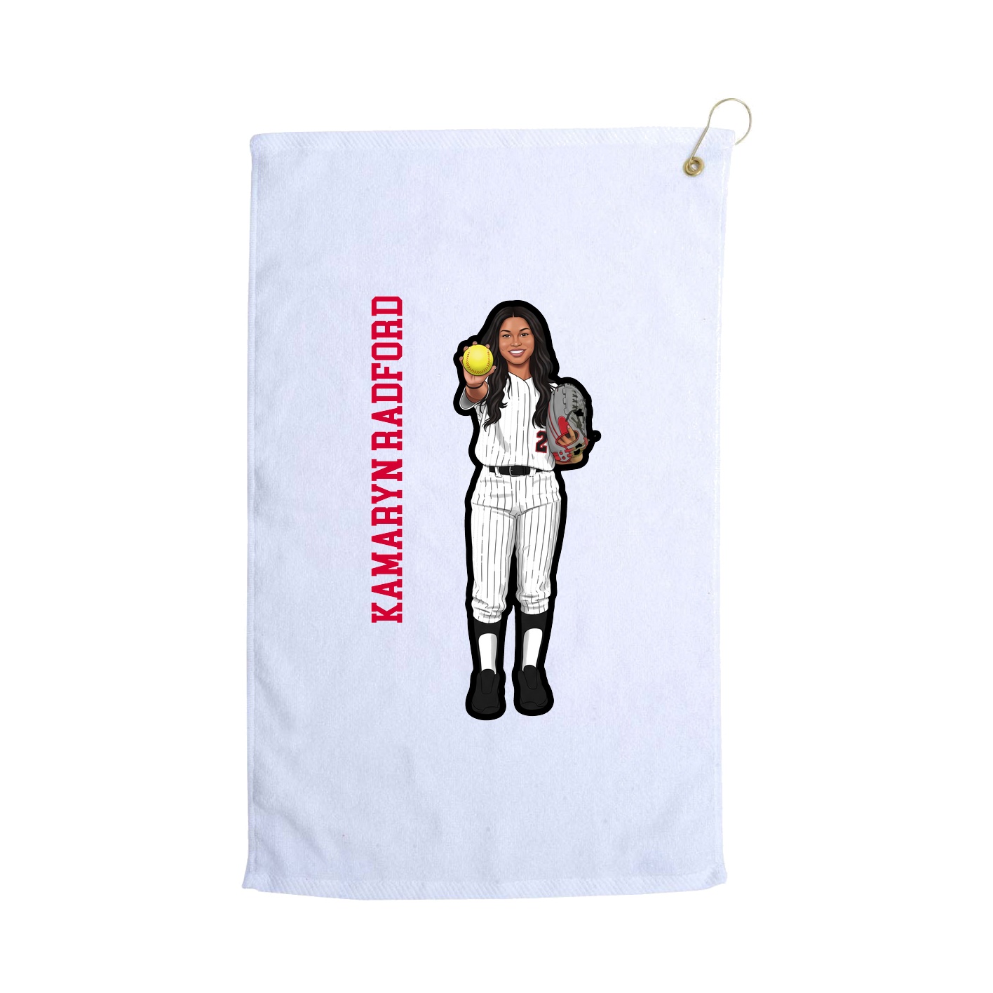 Golf Towel — Name Vertical in White
