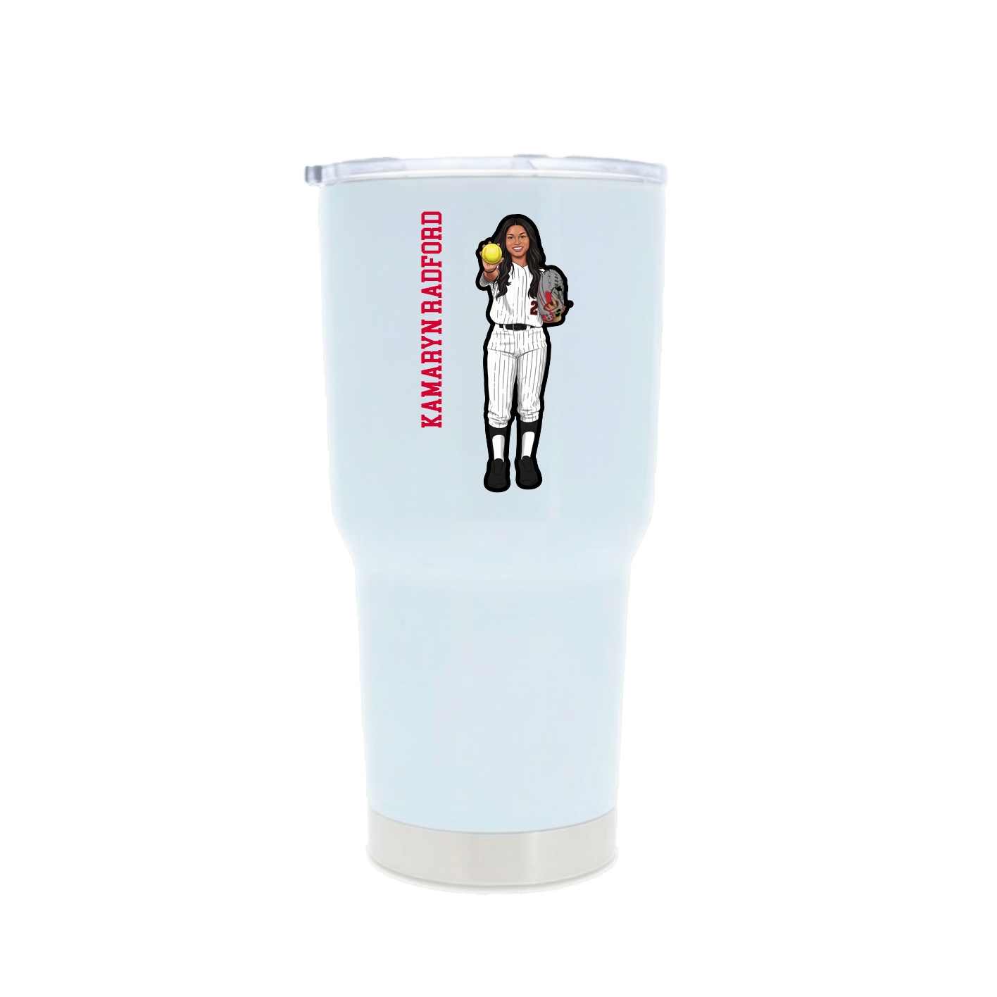 30oz Stainless Steel Tumbler — Name Vertical in White