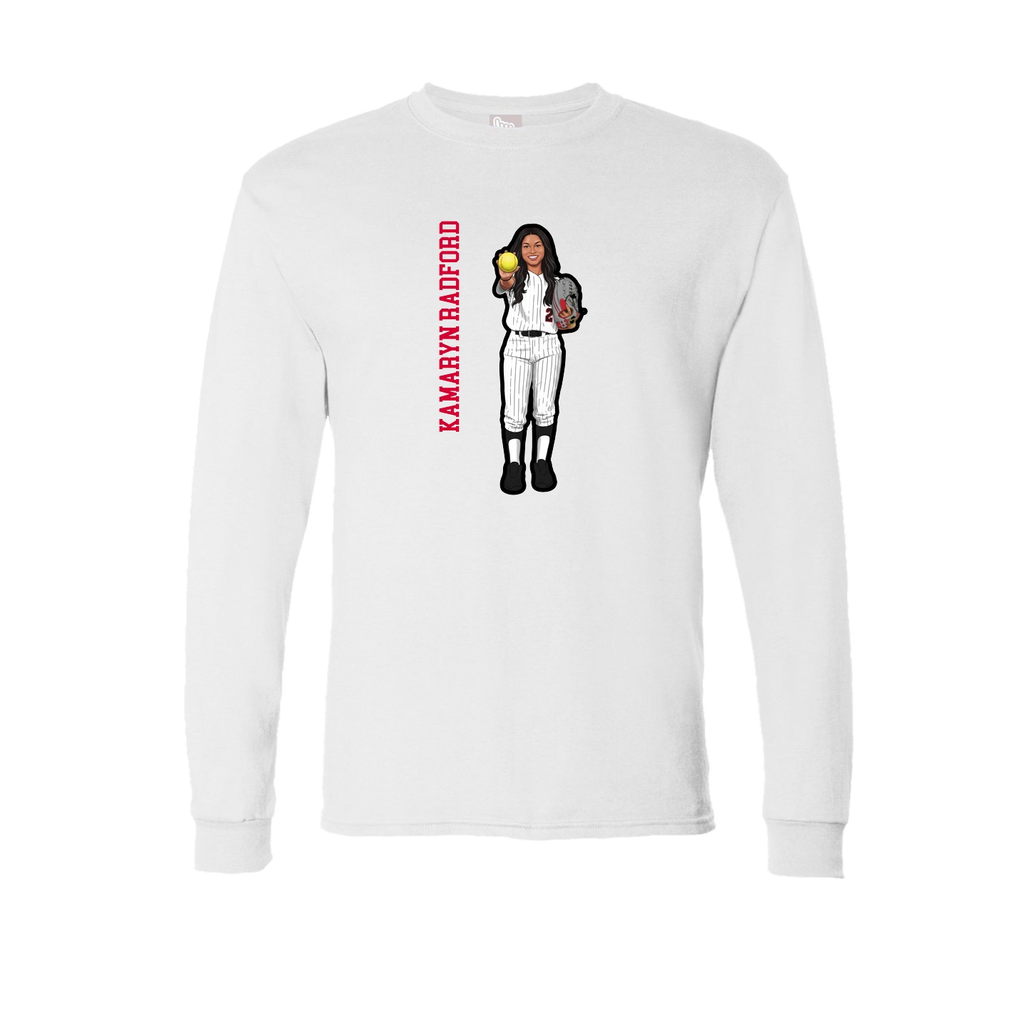 Long Sleeve Tee — Name Vertical in White