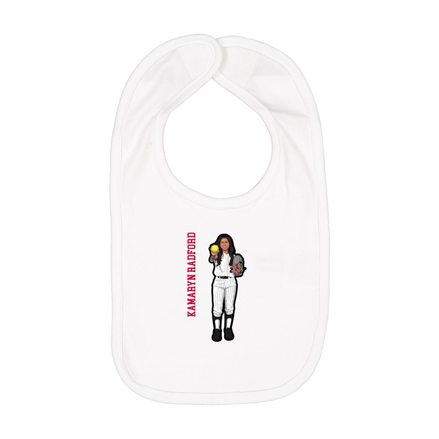 Infant Bib — Name Vertical in White