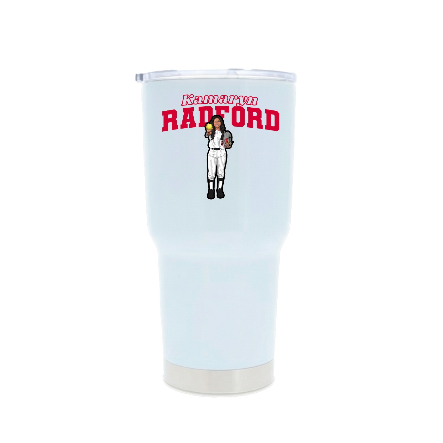 30oz Stainless Steel Tumbler — Name Arch in White