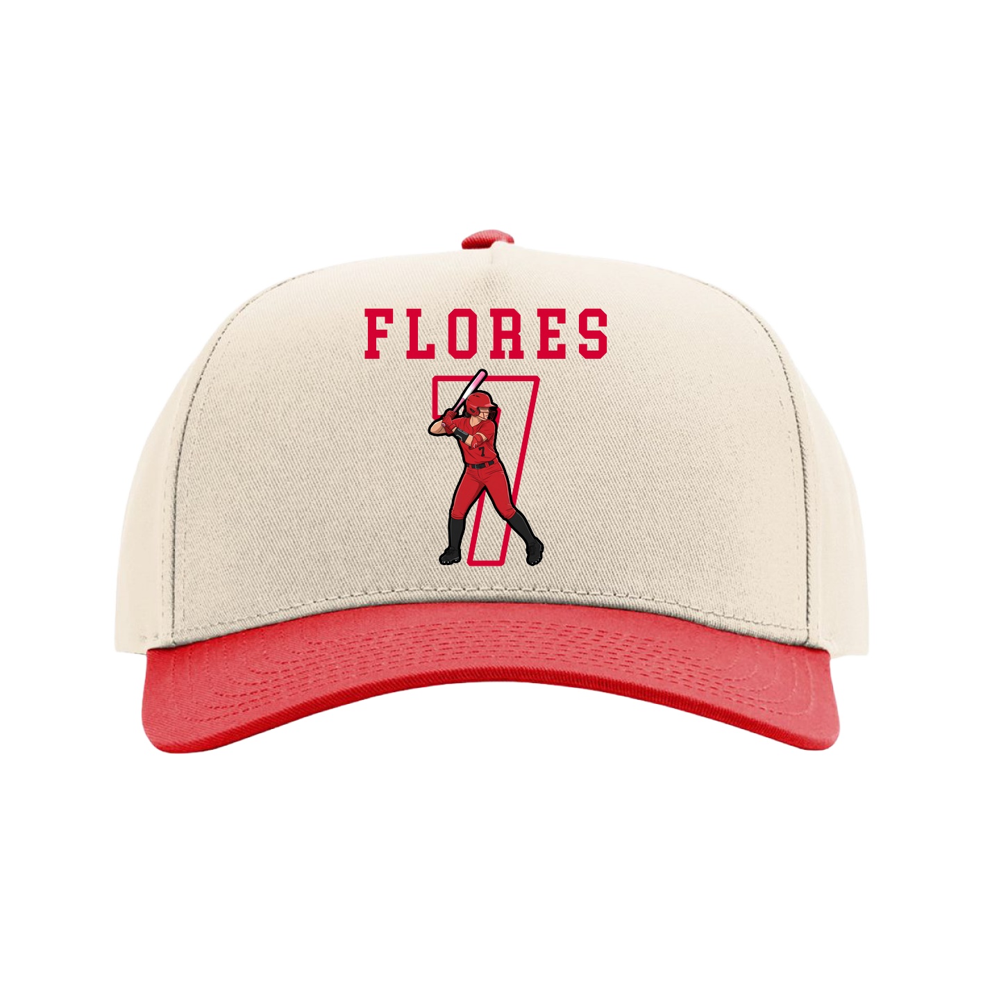 Full Fabric Five-Panel Champ Cap — Shirsey in Cream/Red