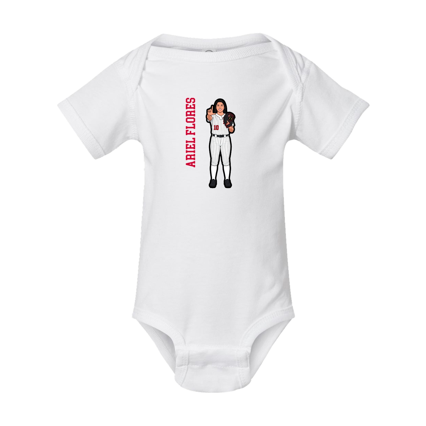 Baby Onesie — Name Vertical in White