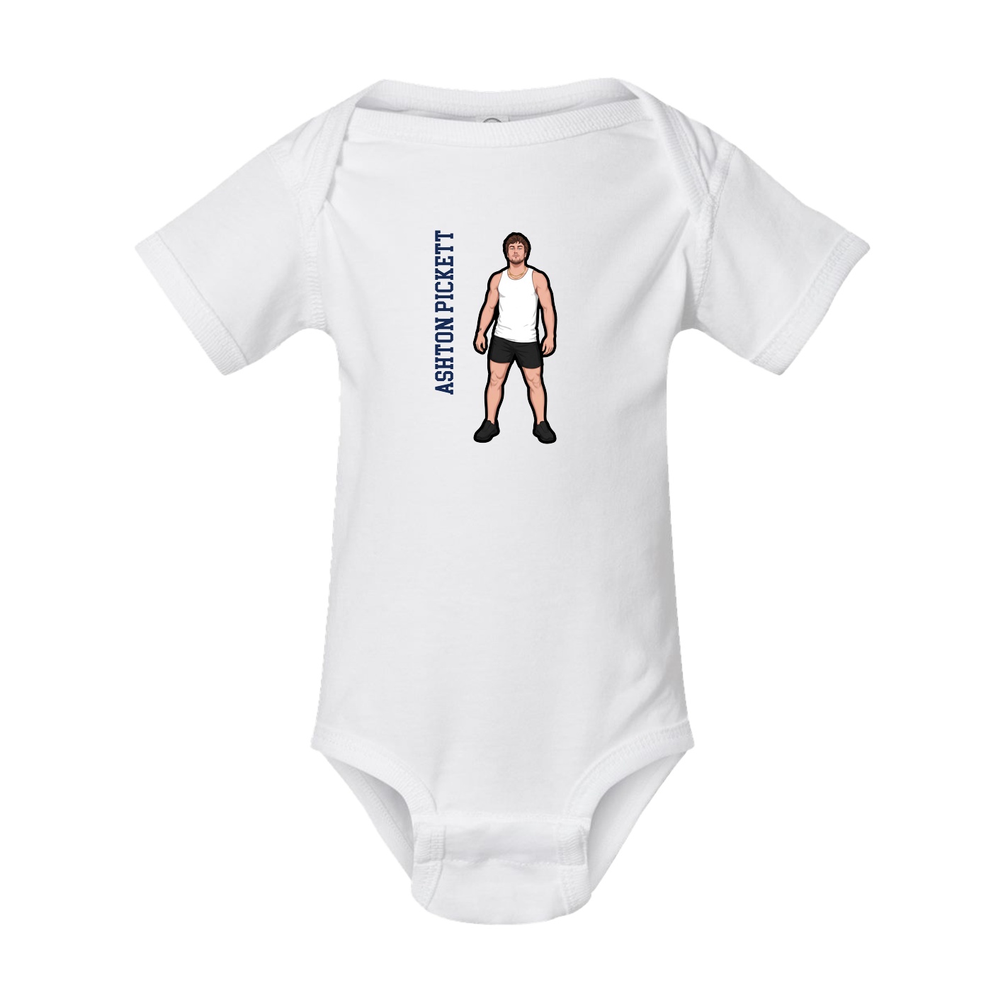 Baby Onesie — Name Vertical in White
