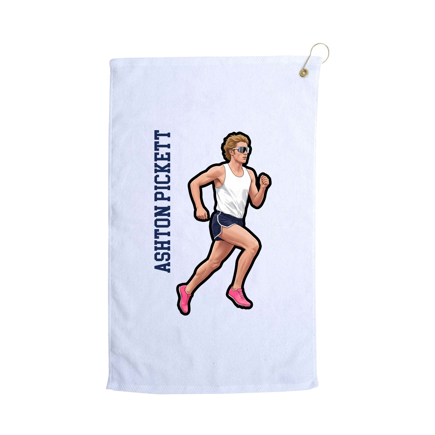 Golf Towel — Name Vertical in White