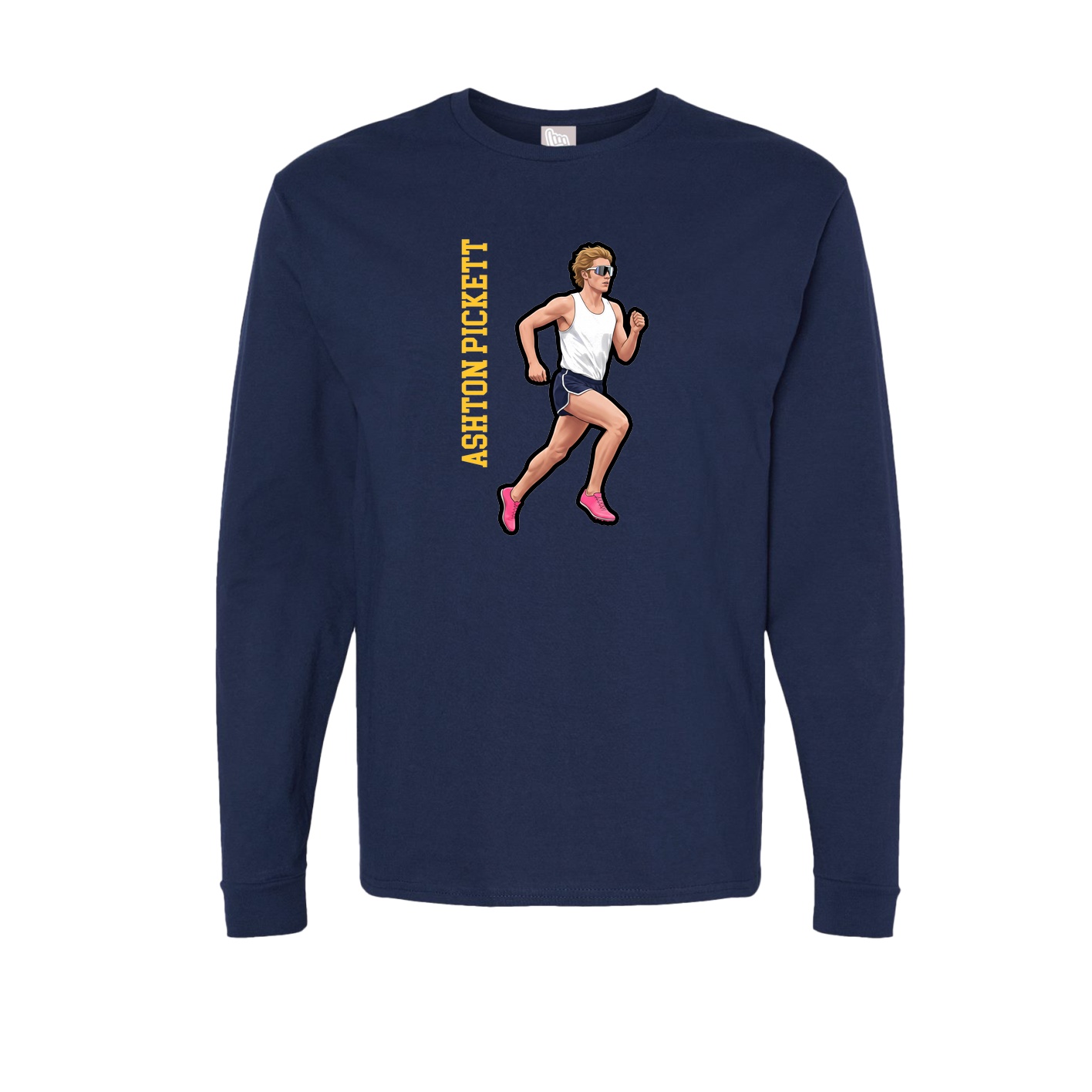 Long Sleeve Tee — Name Vertical in Navy