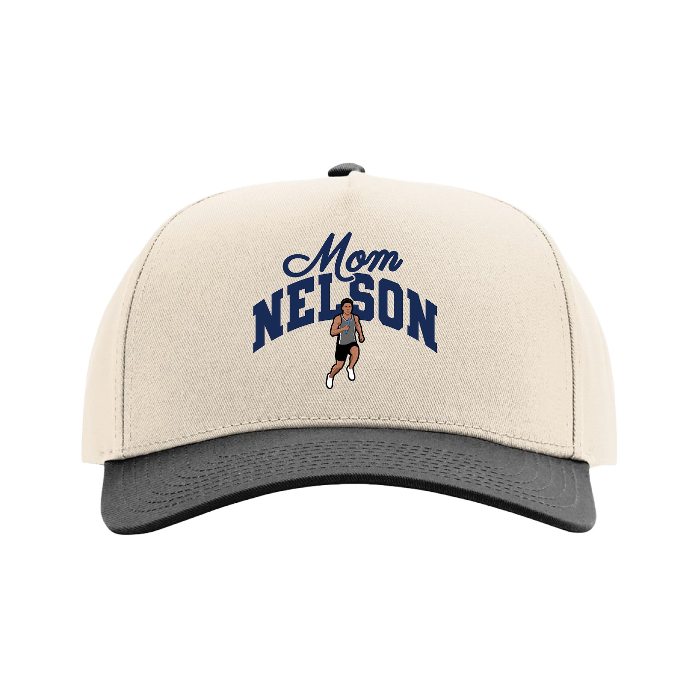 Full Fabric Five-Panel Champ Cap — Mothers Day Arch in Cream/Black