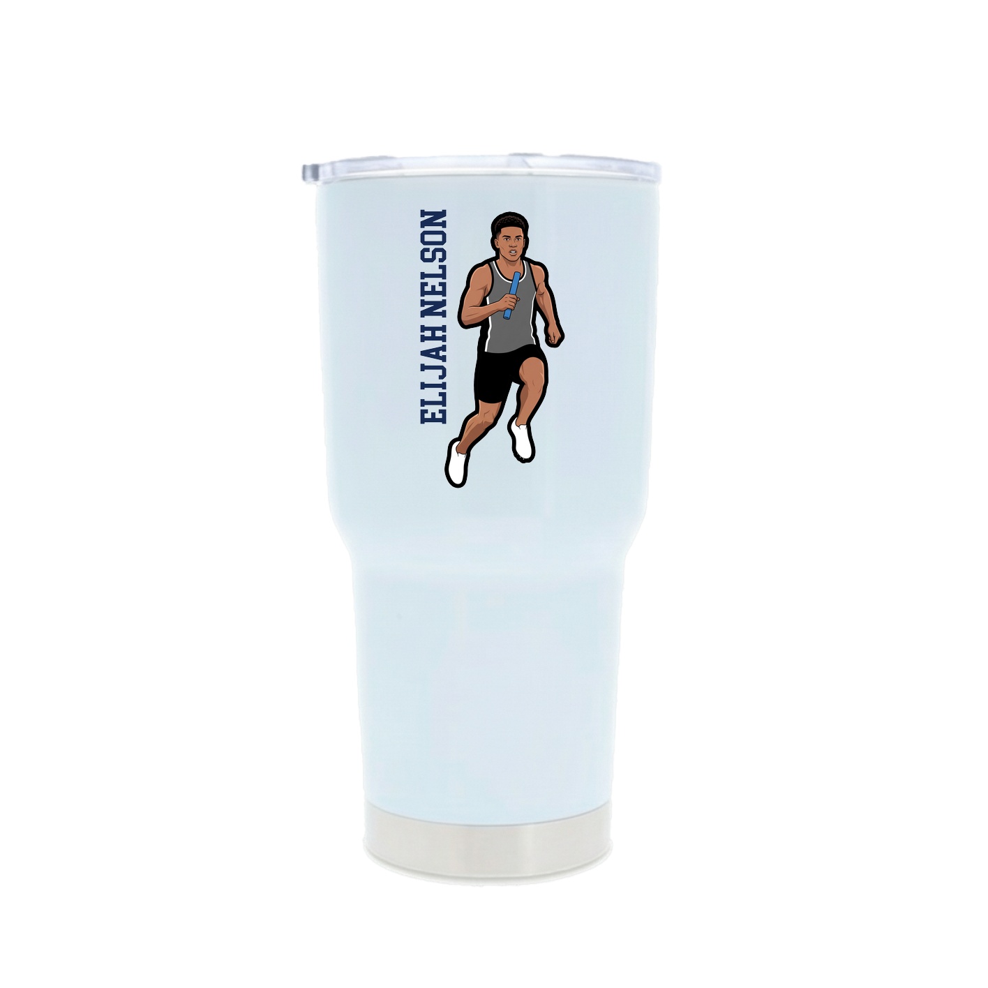 30oz Stainless Steel Tumbler — Name Vertical in White
