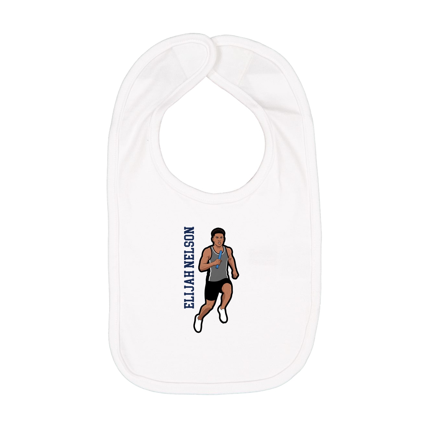 Infant Bib — Name Vertical in White