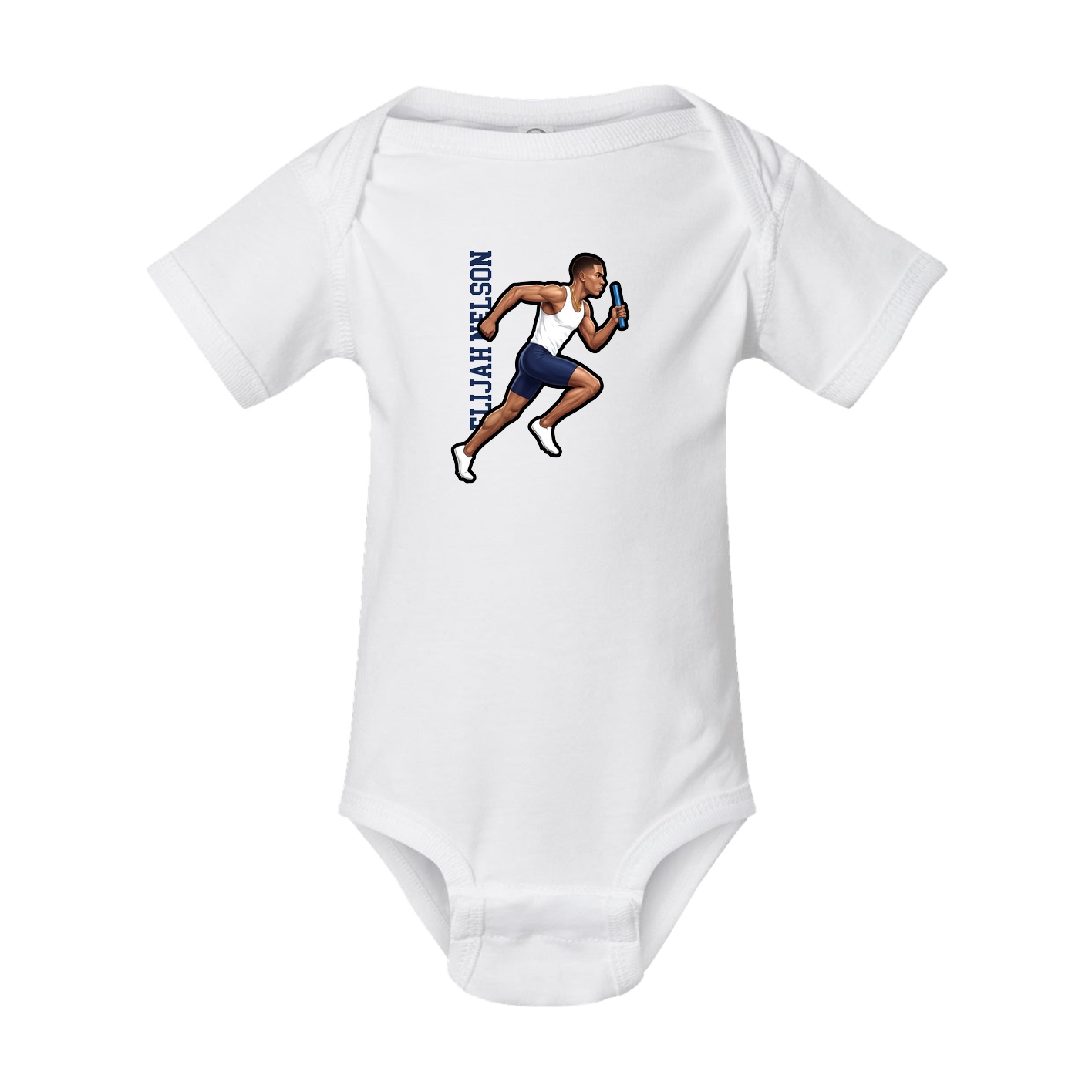 Baby Onesie — Name Vertical in White