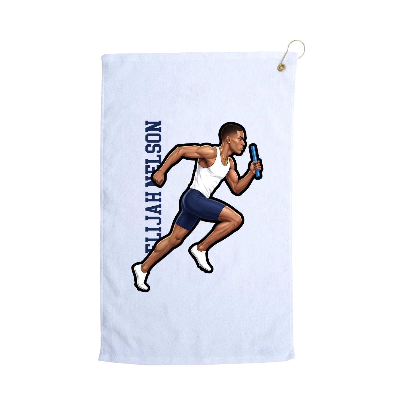 Golf Towel — Name Vertical in White
