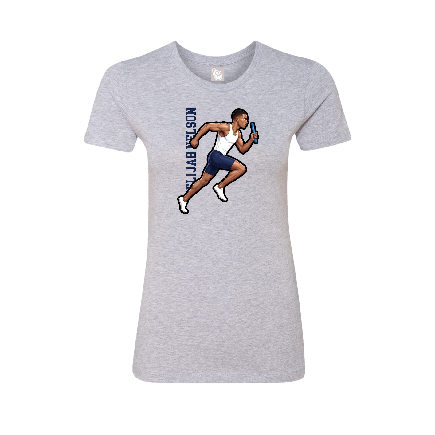 Fitted Women's Tee — Name Vertical in Grey