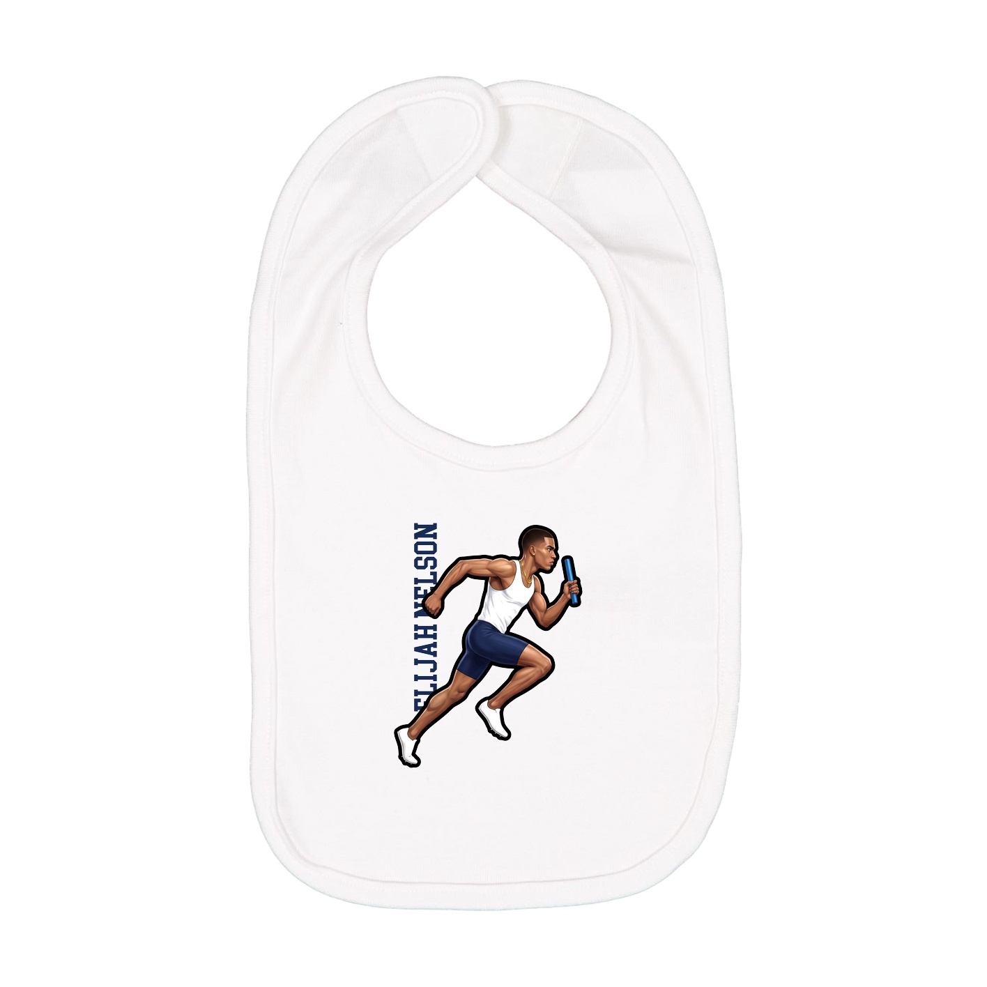 Infant Bib — Name Vertical in White
