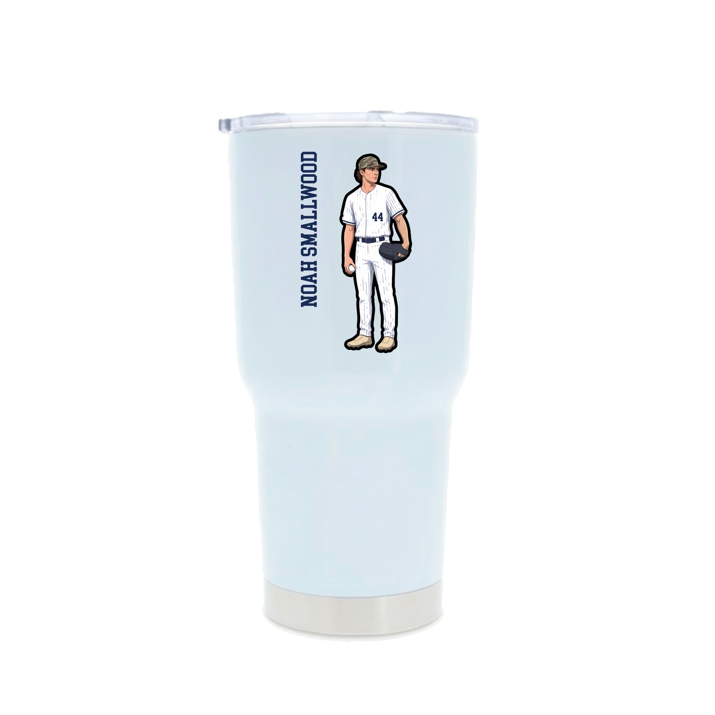 30oz Stainless Steel Tumbler — Name Vertical in White