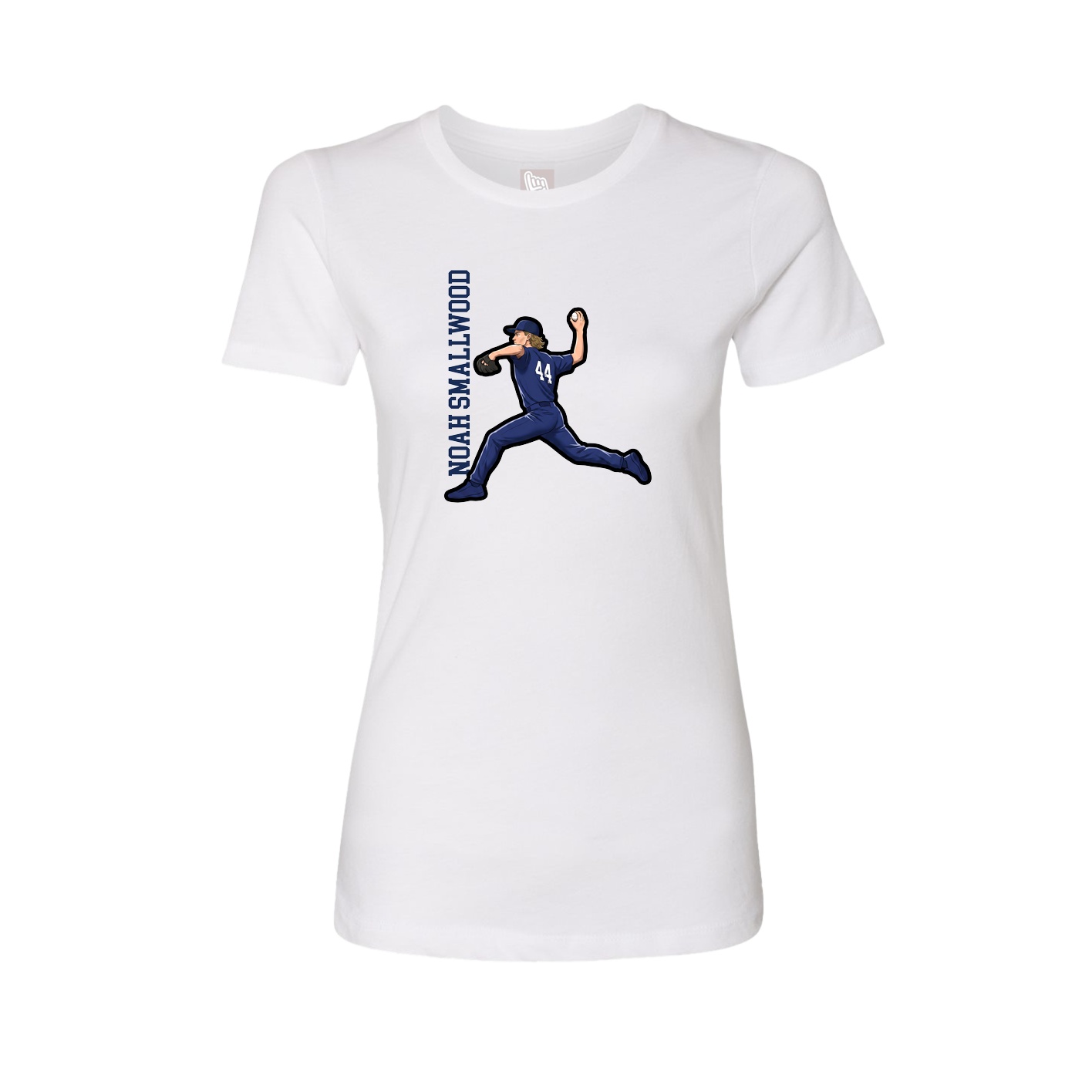 Fitted Women's Tee — Name Vertical in White