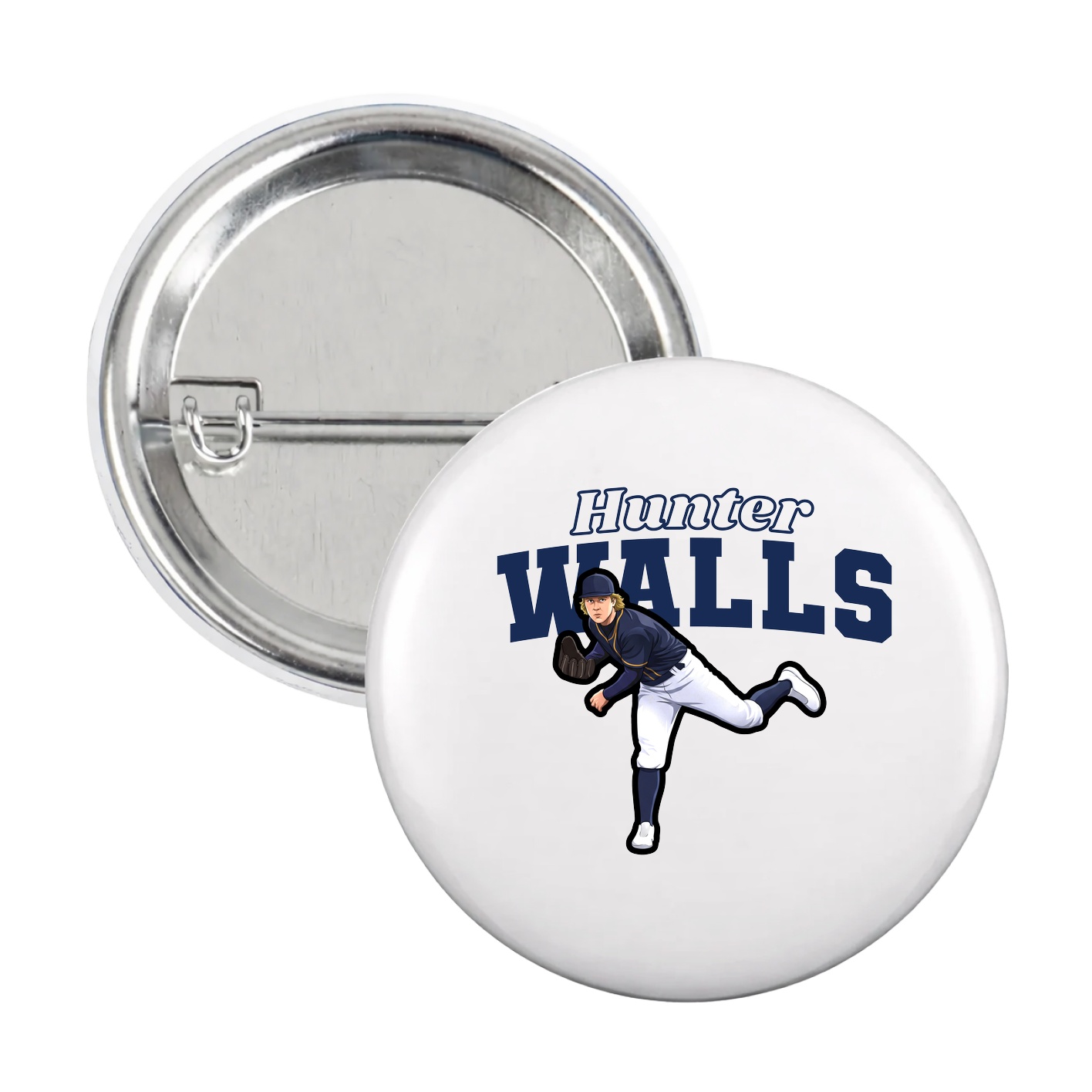 Game Day Button — Name Arch in White