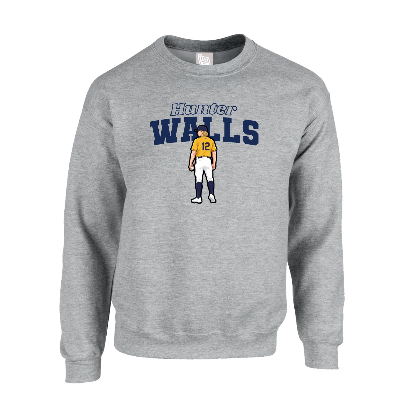 Fleece Crew — Name Arch in Grey
