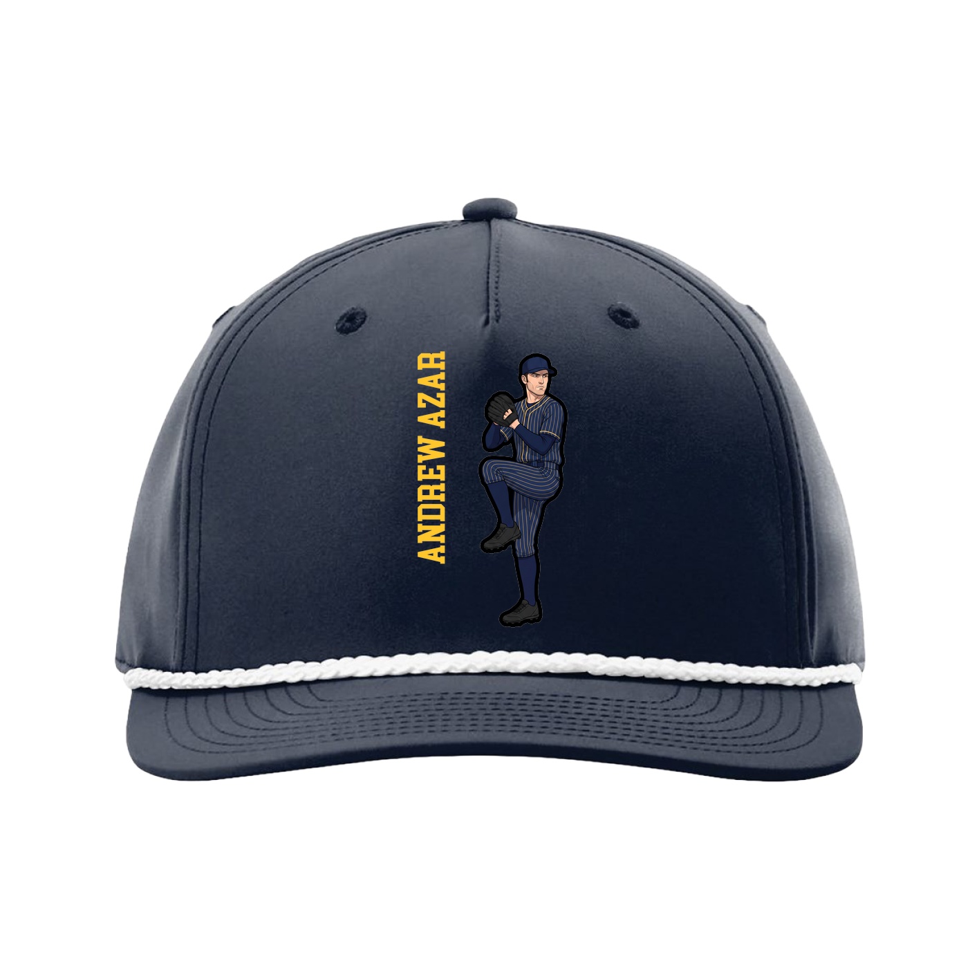 Five-Panel Classic Rope Cap — Name Vertical in Navy