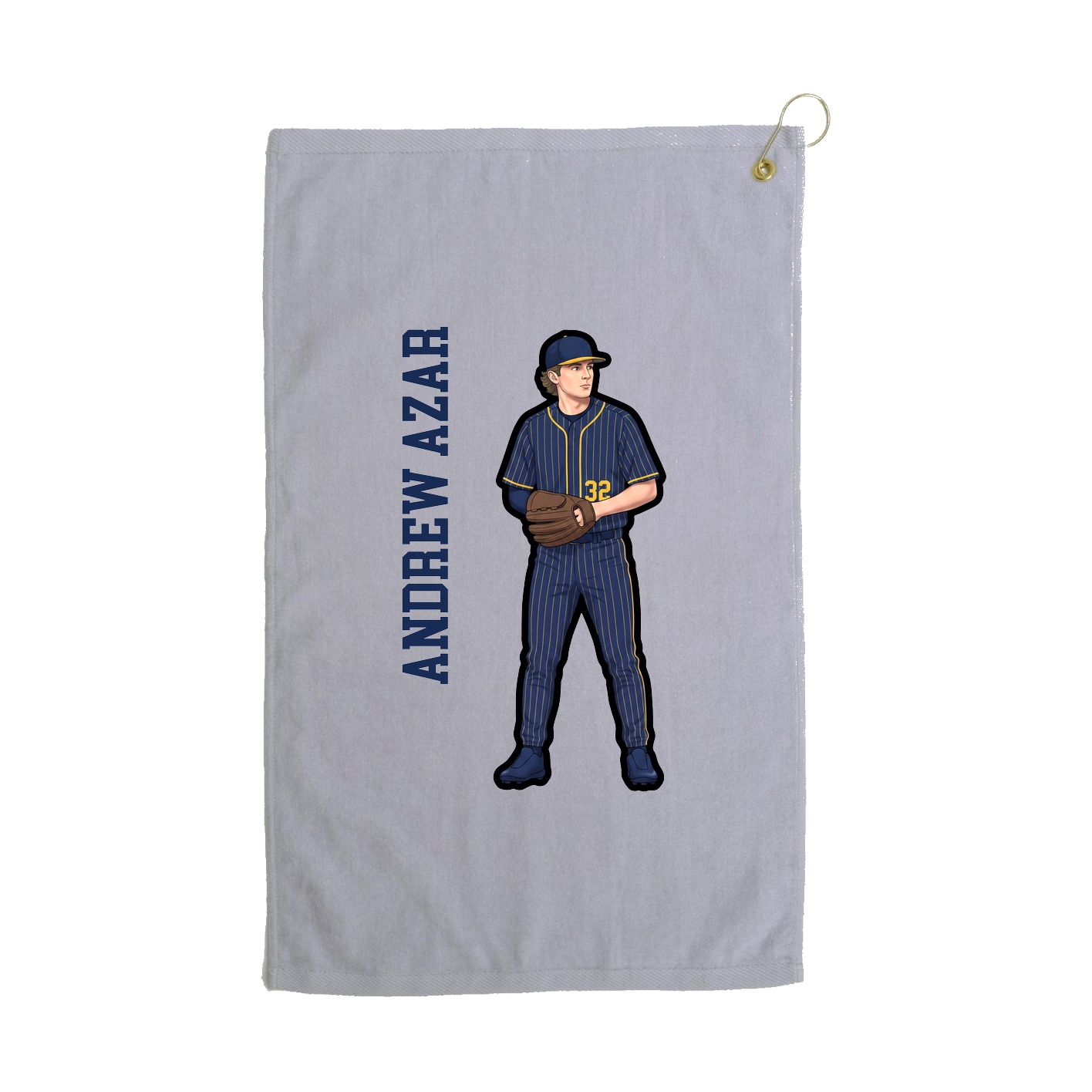 Golf Towel — Name Vertical in Grey