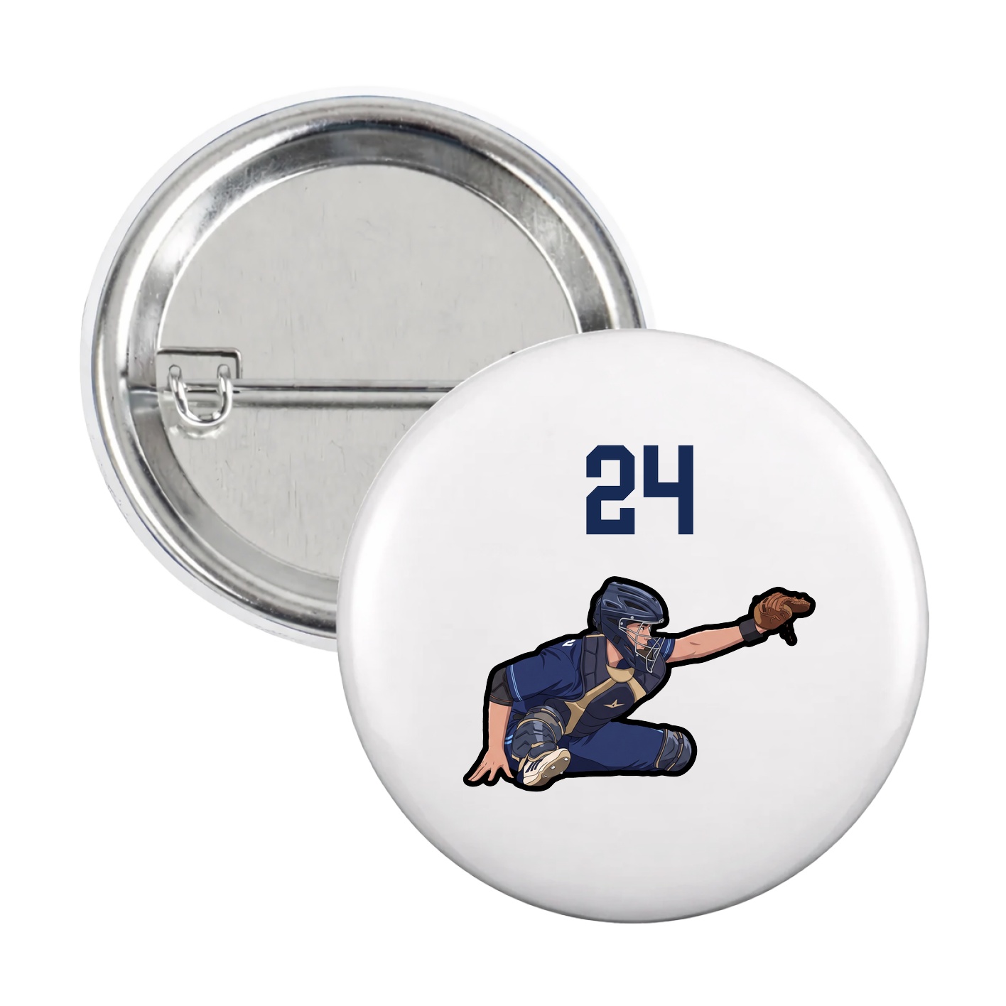 Game Day Button — Number Top in White