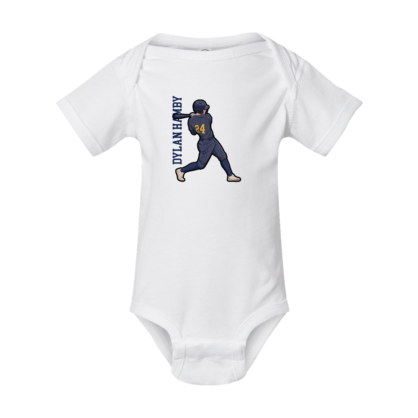 Baby Onesie — Name Vertical in White