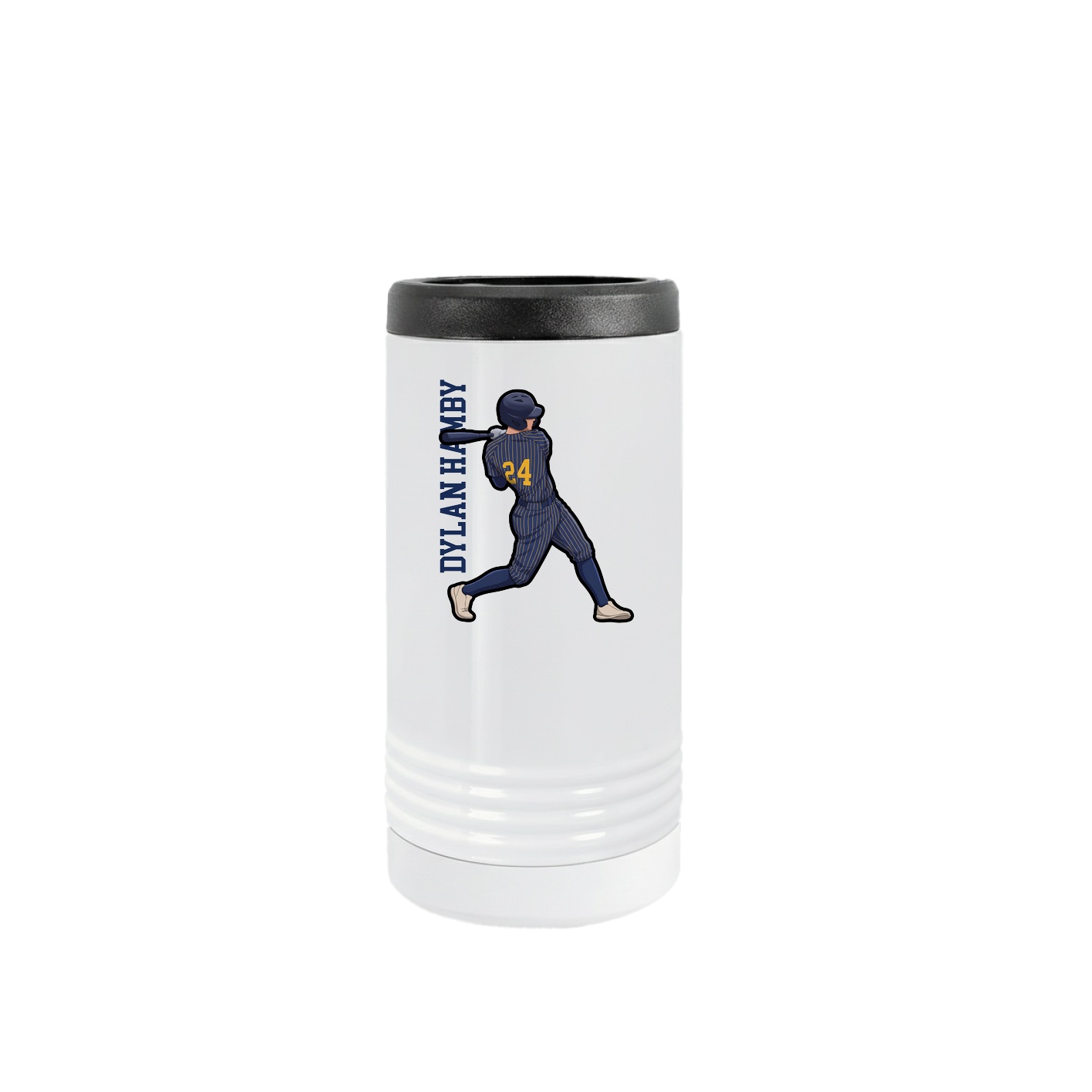 Slim Beverage Holder — Name Vertical in White