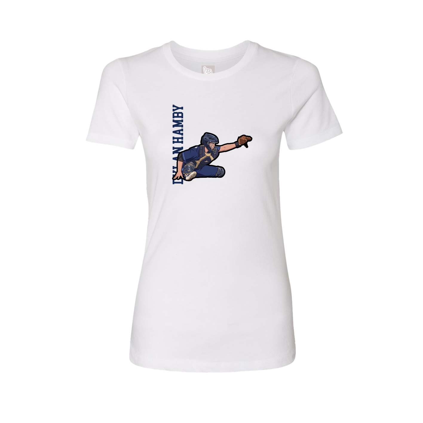 Fitted Women's Tee — Name Vertical in White
