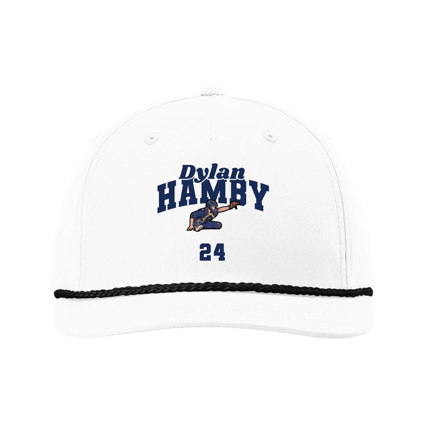 Five-Panel Classic Rope Cap — Signature Arch in White