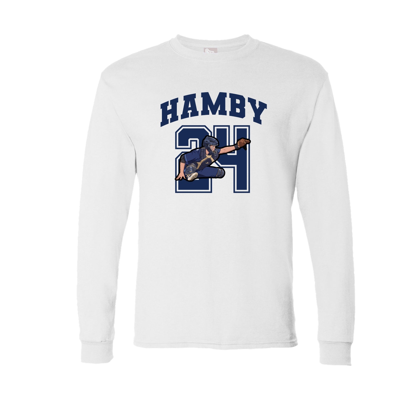 Long Sleeve Tee — Number in White