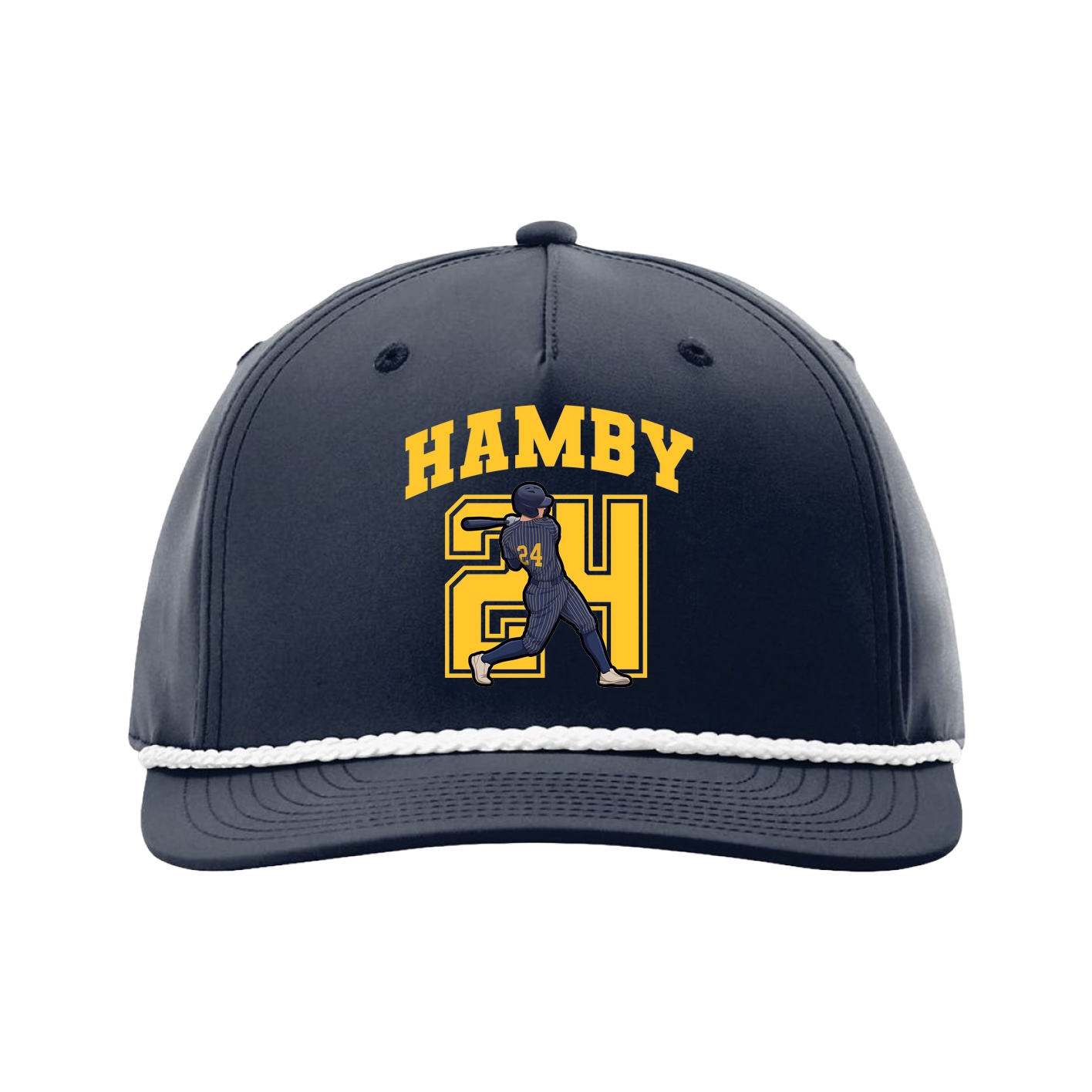 Five-Panel Classic Rope Cap — Number in Navy