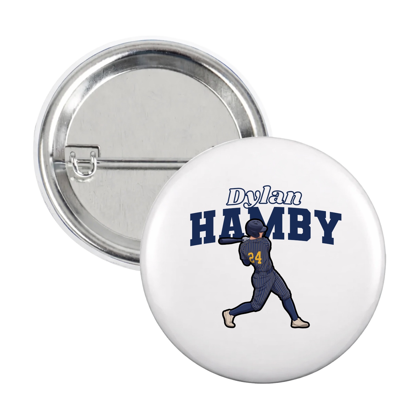 Game Day Button — Name Arch in White