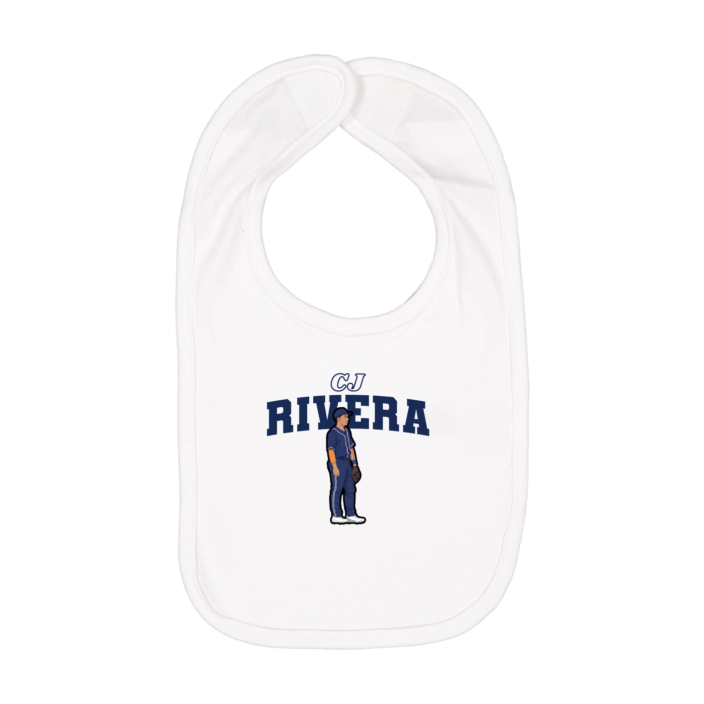 Infant Bib — Name Arch in White