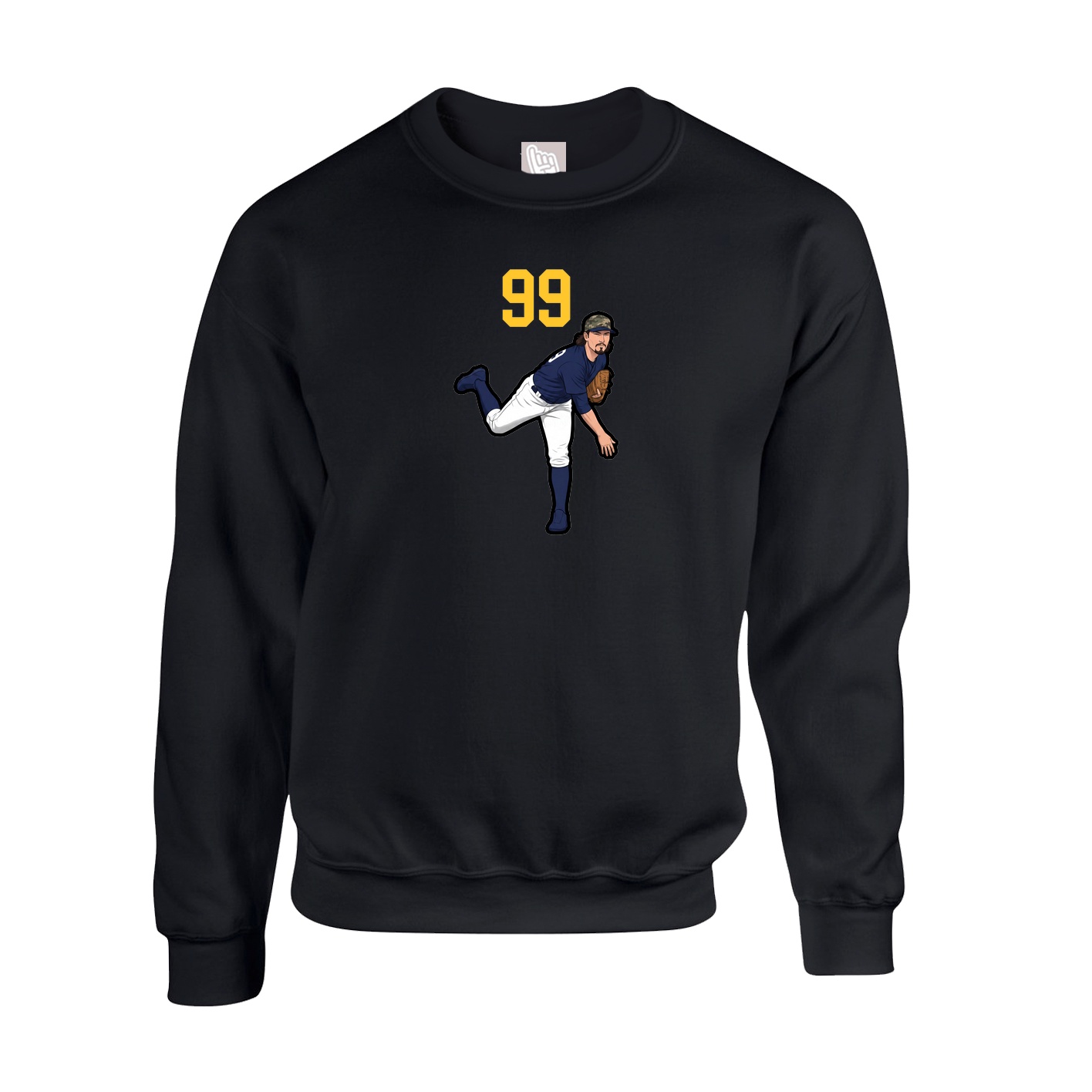 Fleece Crew — Number Top in Black