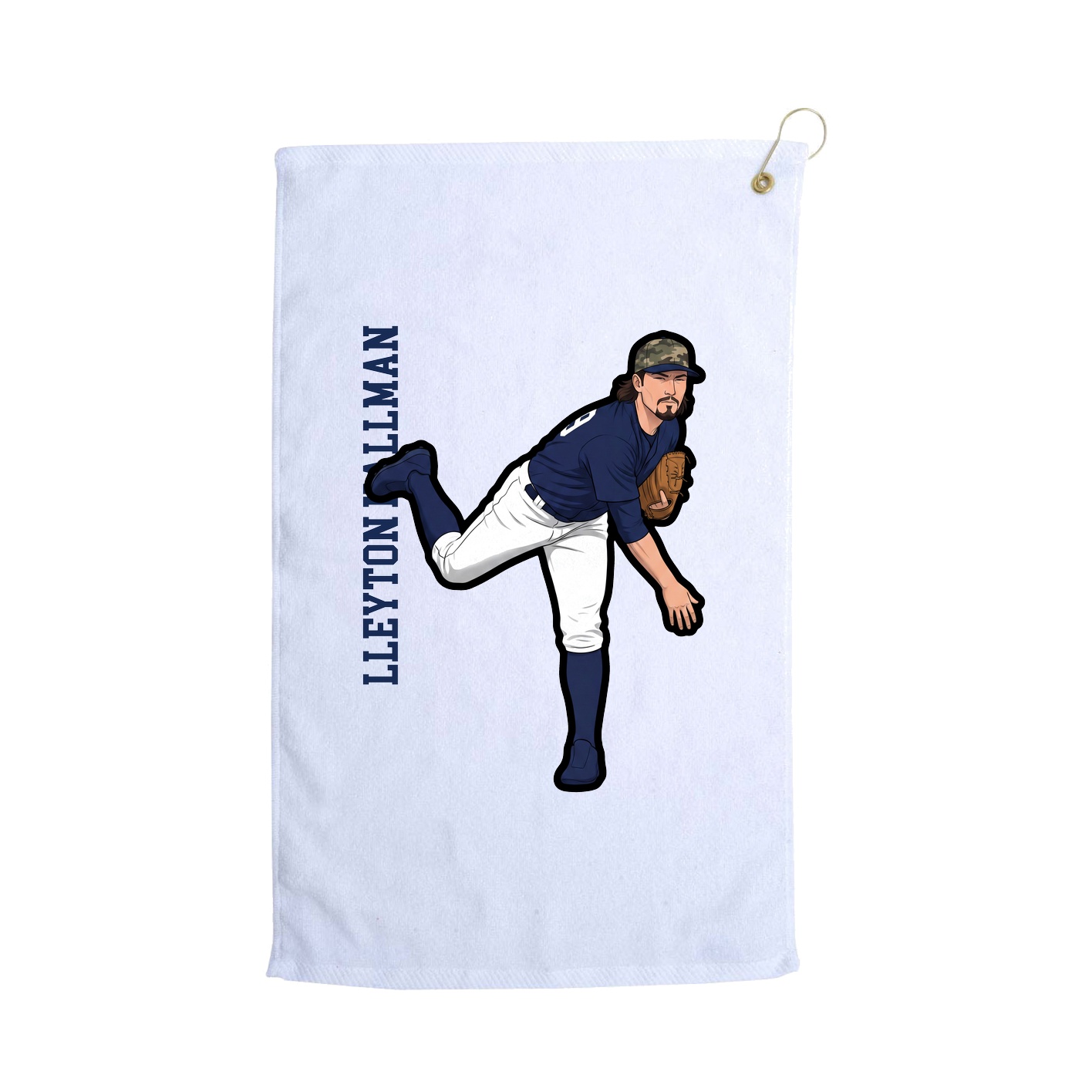 Golf Towel — Name Vertical in White