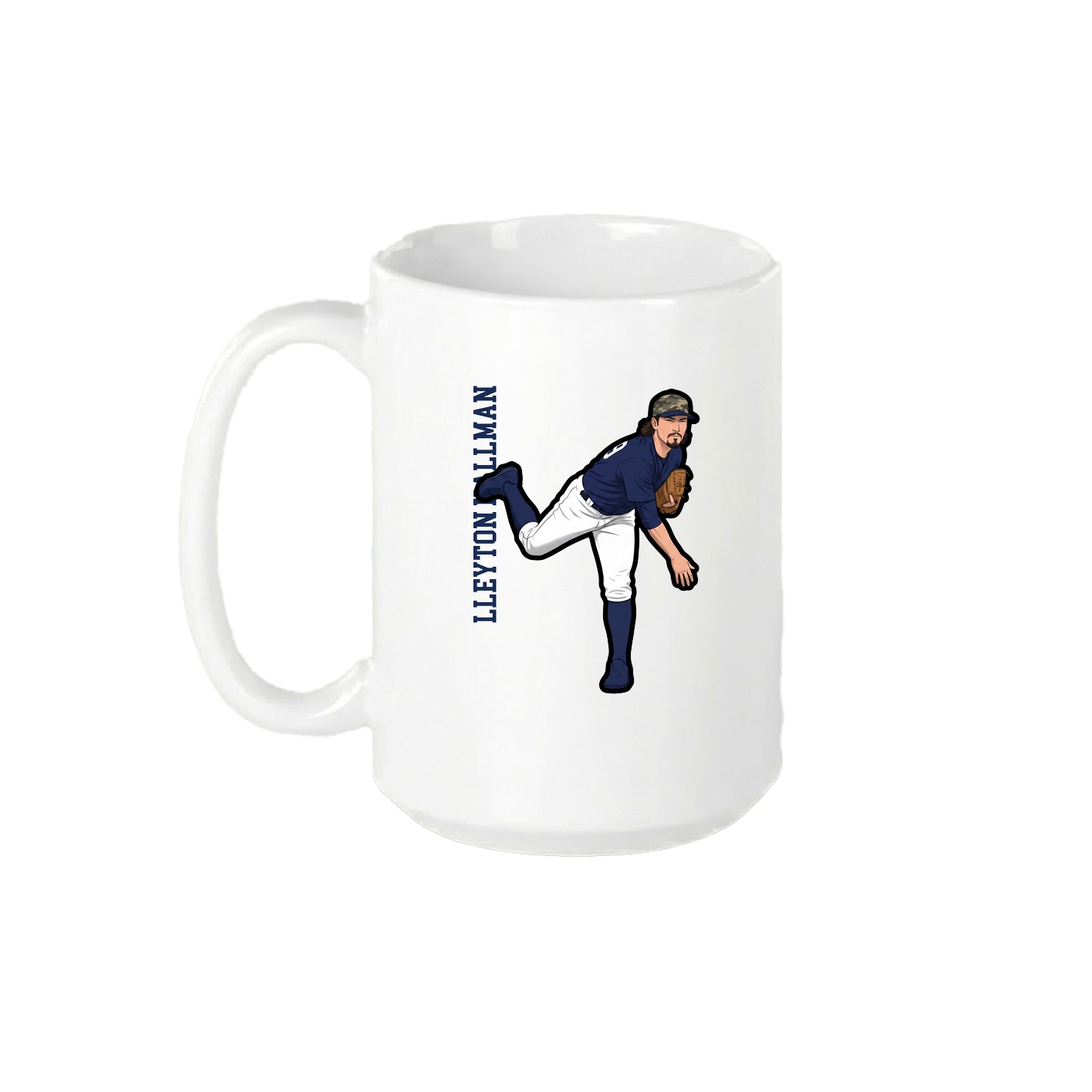 15oz Coffee Mug — Name Vertical in White