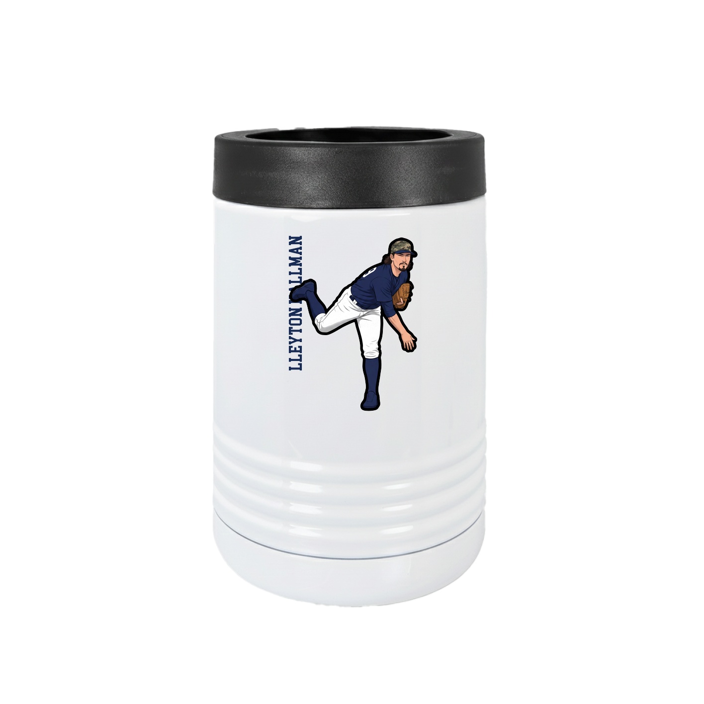 Beverage Holder — Name Vertical in White